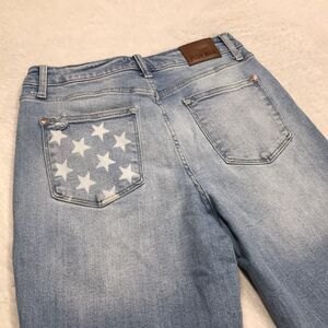 JUDY BLUE Boyfriend Star Pocket Jeans Women 7/28 (30x30) Distressed Light Wash
